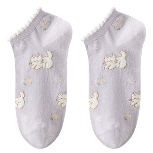 caramella袜子春夏季女袜新款船袜女防滑浅口网眼透气女士短棉袜