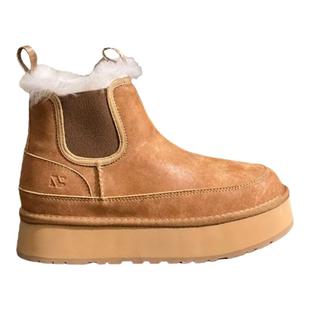 真皮厚底切尔西雪地靴女2025冬季新款时尚百搭加厚绒保暖雪地棉鞋