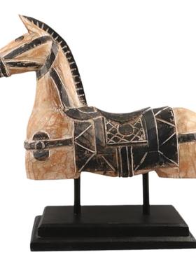 简约实木木马动物雕塑艺术摆件