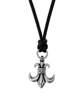 谢霆锋同款项链挂坠潮牌嘻哈复古黑皮绳钛钢十字花吊坠毛衣链配饰