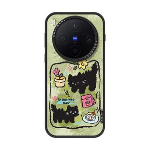 适用vivox300ultra/oppofindx9手机壳300Pro磁吸200s保护套新款ins小众ProMini防摔黑色猫咪外8s+好看高级感