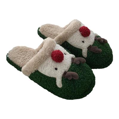 细细条红鼻子圣诞麋鹿棉拖鞋