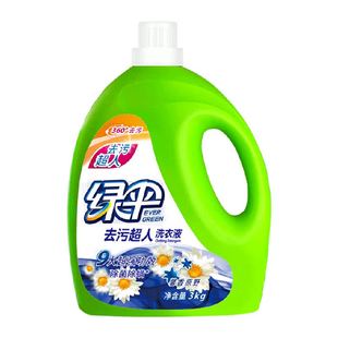 绿伞洗衣液瓶装3kg馨香原野护理护色深层洁净手洗学生宿舍