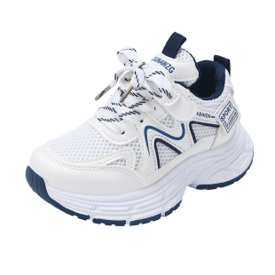 超轻女童网面老爹鞋女款2026新款厚底小白鞋学生男童透气运动鞋