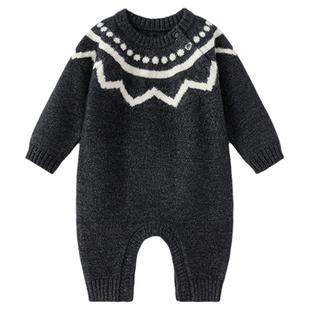 【清仓】babylove婴儿连体衣秋冬款衣服毛线针织哈衣爬服宝宝毛衣