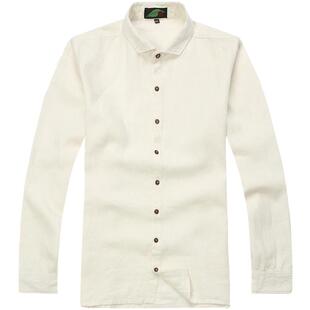 楠麻唐装中国风春季全麻衬衫男长袖宽松休闲衬衣男士苎麻上衣斜阳