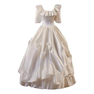 复古缎面婚纱新娘小个子高端法式在逃公主花嫁出门轻婚纱港风礼服