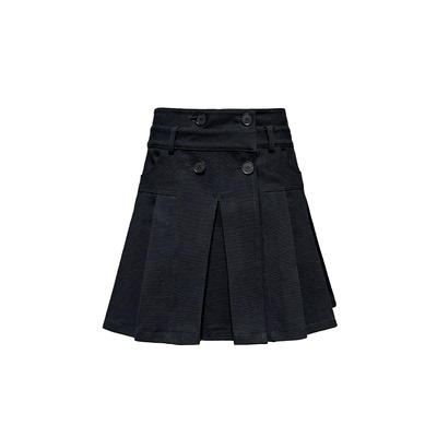 JCAESAR四扣帆布褶裙A字中裙