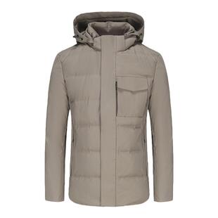 【鹅绒】DIDIBOY迪迪博迩冬季男士款卡其色连帽短款保暖羽绒服装