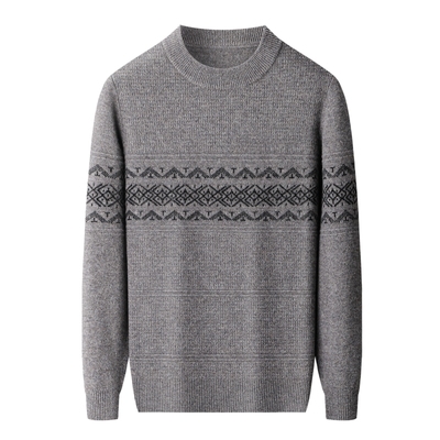 春竹100%纯山羊绒衫男圆领