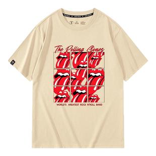 The Rolling Stones滚石乐队摇滚宽松夏季男女圆领纯棉短袖T恤衫