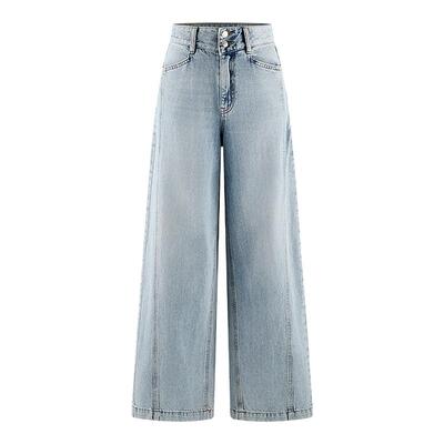 A21女装高腰宽松直筒牛仔裤