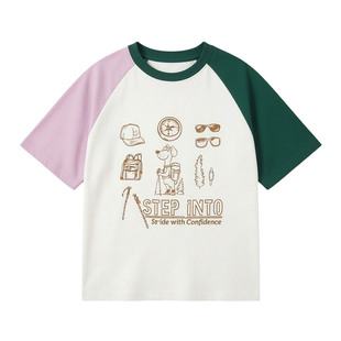 爱法贝2026春夏新款男童短袖t恤中大童打底上衣儿童痞帅风纯棉短T