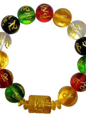 六字真言烫金手串民族风情侣手链