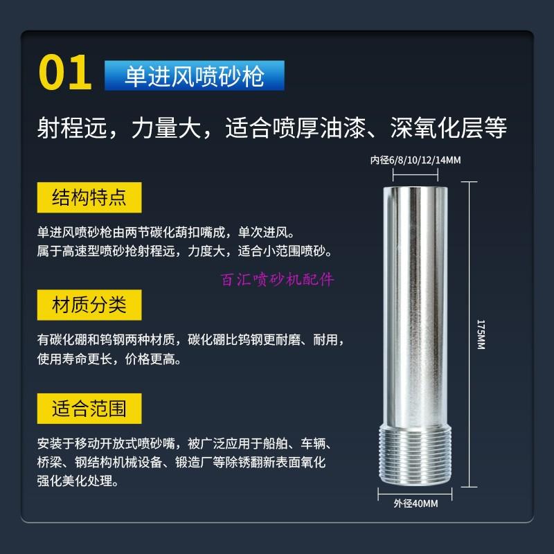 喷砂机配件喷砂枪喷沙机枪头碳化硼双进风单进风打砂机枪头喷枪嘴