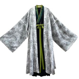十里七巷 卿竹晋制汉服直裾大袖衫套装改良魏晋风对襟