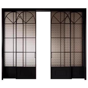 法式复古厨房极窄三联动推拉门阳台卧室老铁门玻璃隔断卫生间移门