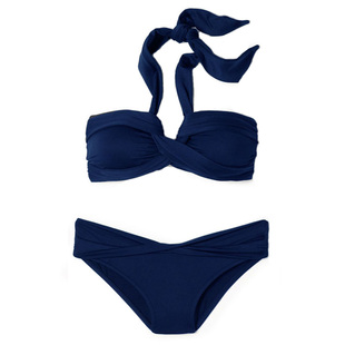 2024艺考黑色挂脖比基尼泳衣女小胸聚拢大胸性感ins风白色比坚尼