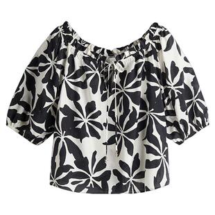 HM衬衫春季时尚女装衬衫褶边上衣1285100