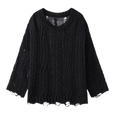 黑色镂空针织衫毛衣东京岁时记jk