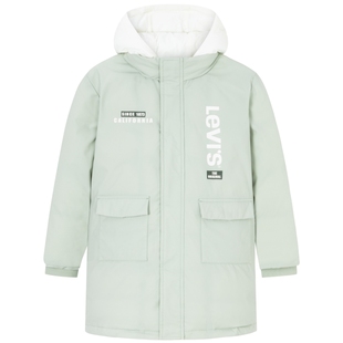 李维斯童装男童女童中长款羽绒服2025冬季新款冬装儿童防风外套厚