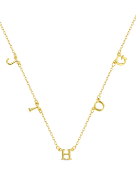 S999足银镀18K金定制字母项链女