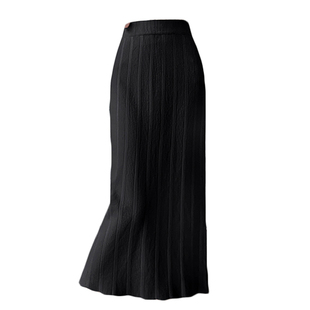 直筒包芯纱毛线裙子女中长款秋冬季新款休闲开叉包臀裙针织半身裙