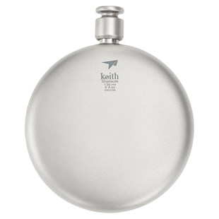 KEITH铠斯纯钛酒壶圆形扁小漏斗户外随身迷你便携白酒壶圣诞礼物