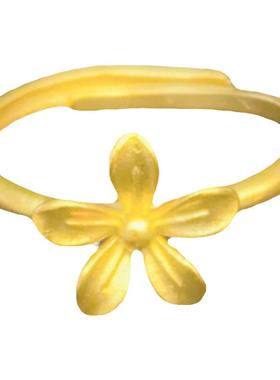 韩版时尚沙金戒指甜美花朵不掉色