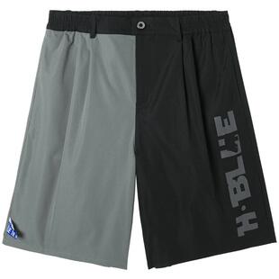 NMAX大码男装潮牌原创设计撞色字母印花运动中裤胖子宽松加大短裤