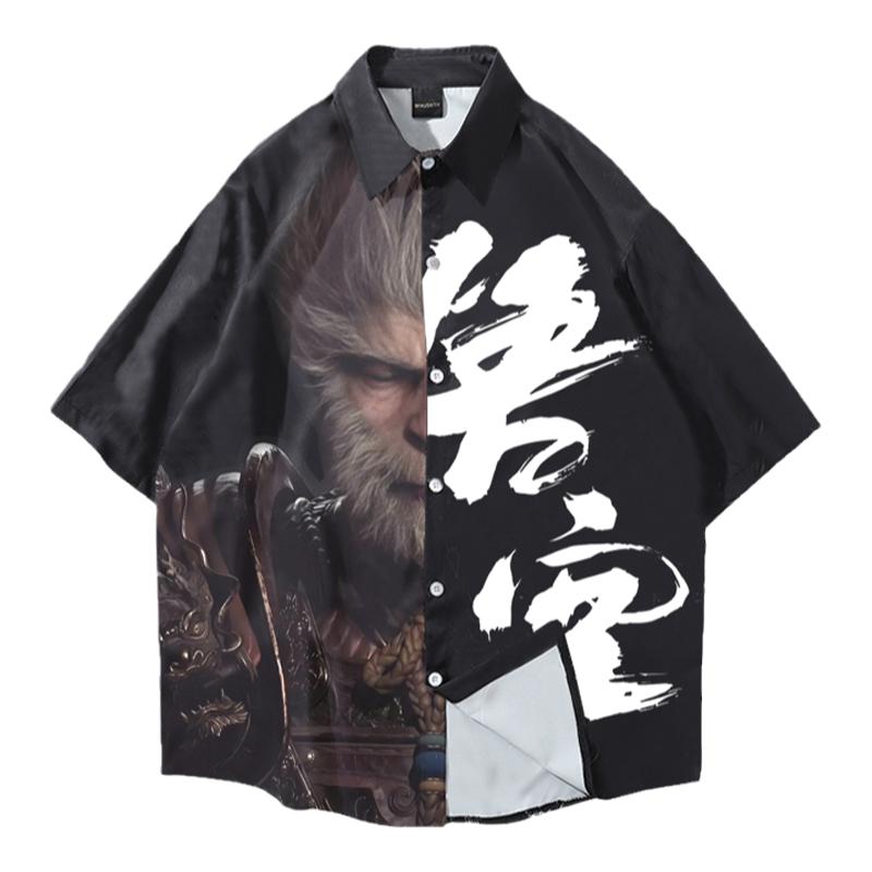 短袖黑神话悟空衬衫动漫衣服