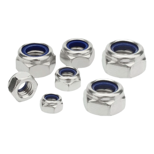 304不锈钢自锁防滑螺丝帽防松螺母尼龙美制锁紧反细牙六角带胶帽