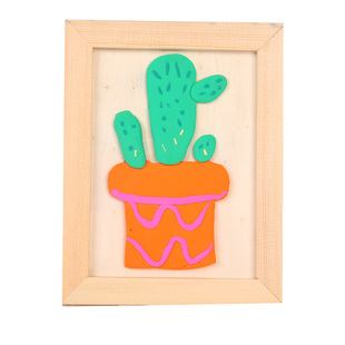 木质画框架手工diy材料纸浆立体圆形空相框彩泥超轻粘土黏土作品