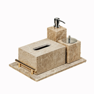 大理石纸巾盒客厅茶几抽纸盒卫生间洗脸巾收纳擦手纸盒中古风摆件