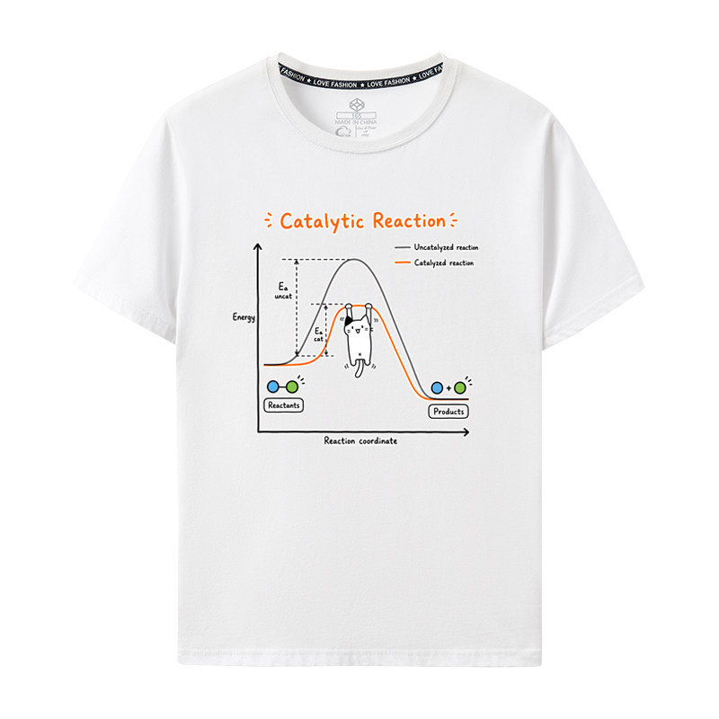 Catalytic Reaction小猫咪抛物线科学印花短袖T恤趣味教育男女款