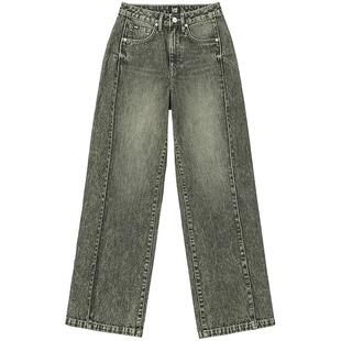 【张凌赫代言】Lee25新428懒懒裤高腰直脚复古深蓝阔腿女牛仔裤潮