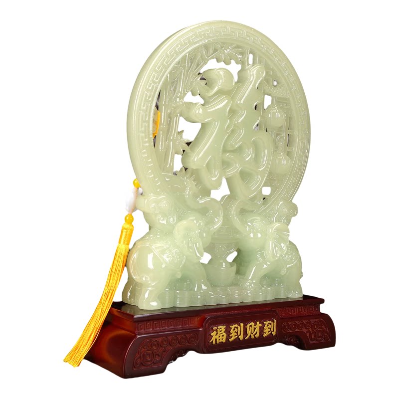 福到财到吉祥双象平安扣摆件