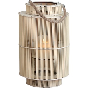 藤编风灯手提烛台摆件酒店民宿样板间阳台装饰品灯笼北欧简约日式