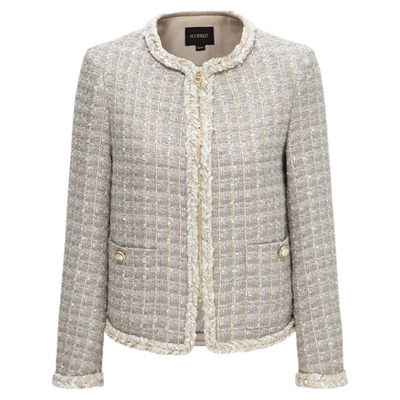 Scofield粗花呢织带圆领短外套