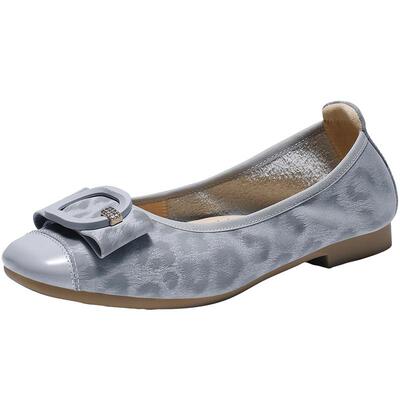 百丽复古方扣芭蕾平底单鞋女2026春季新款真皮通勤单鞋子F1W1DAQ6