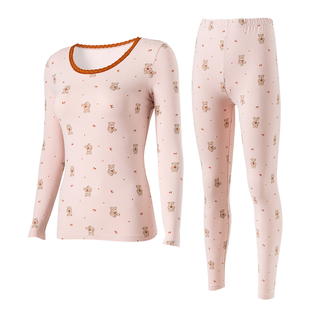 顶瓜瓜印花保暖内衣女士纯棉秋衣秋裤女款套装薄款2025新款棉毛衫