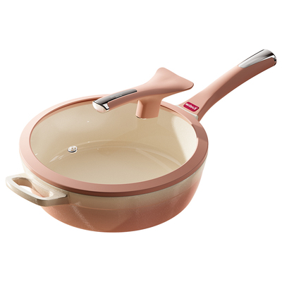 迈巴勒陶瓷彩釉不粘锅炒锅家用加深炒菜锅电磁炉燃气灶专用平底锅