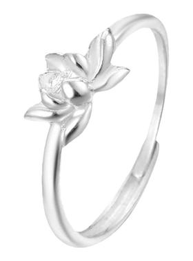 晚舟足银999新中式莲花戒指女
