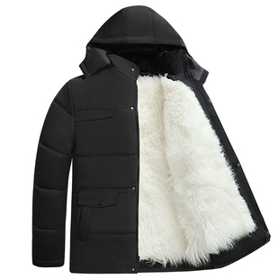 冬季中老年男皮毛一体羊皮袄外套羊毛棉袄长款加厚棉服棉衣派克服