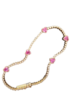 18k粉蓝宝手链爆闪小众