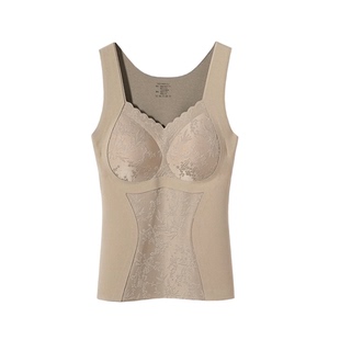 保暖背心女25冬新款内搭带胸垫石墨烯发热中式提花内衣加绒上衣秋