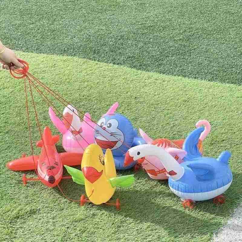 儿童充气动物小拉车地摊夜市货源摆摊扫码宝宝拉线会走拉车小玩具