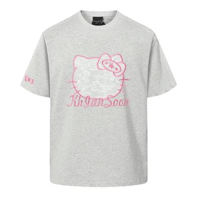 Khiansoon国潮卡通蕾丝猫咪短袖