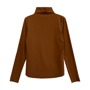 元熙2026春新款半高领磨毛长袖T恤女内搭卡其色打底衫堆堆领上衣