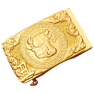 中国风纯黄铜自动皮带扣头十二生肖牛皮带头黄铜浮雕皮带扣配件